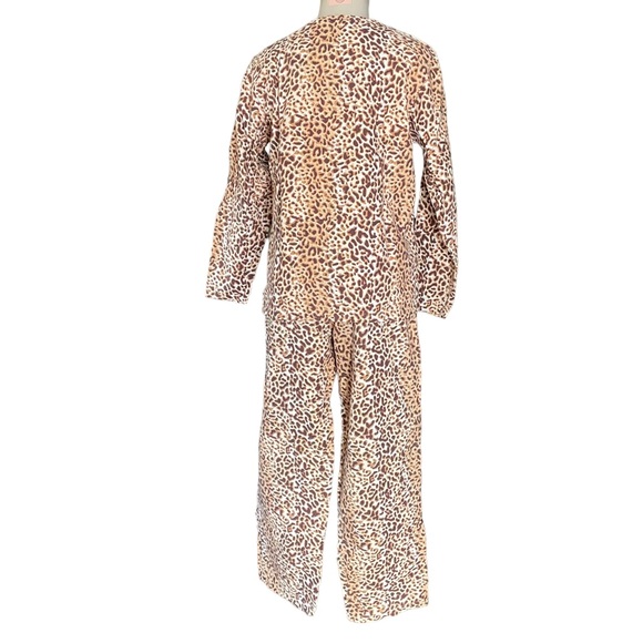 DELICATES Pajamas Animal Print Button Down Top Drawstring Pants Cotton Size XS - Picture 2 of 14